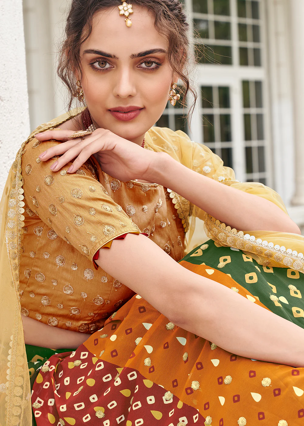 Superior Multicolor & Gold Printed Wedding Lehenga Choli - Image 2