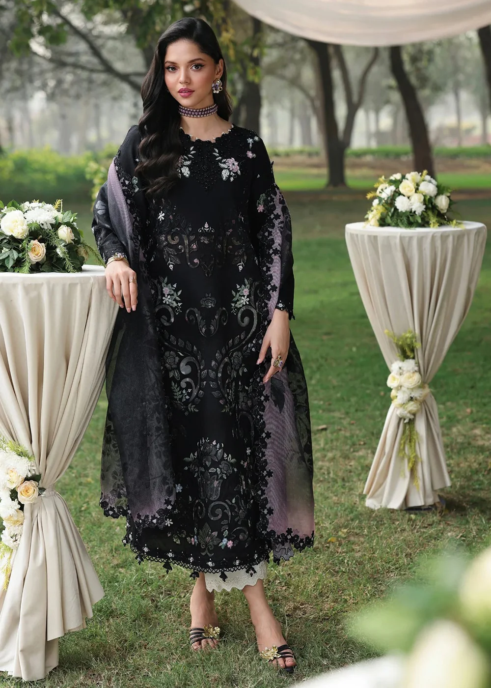 Tales of Petals Luxury Lawn '26 by Sardinia | MIDNIGHT BLOOM - Image 4