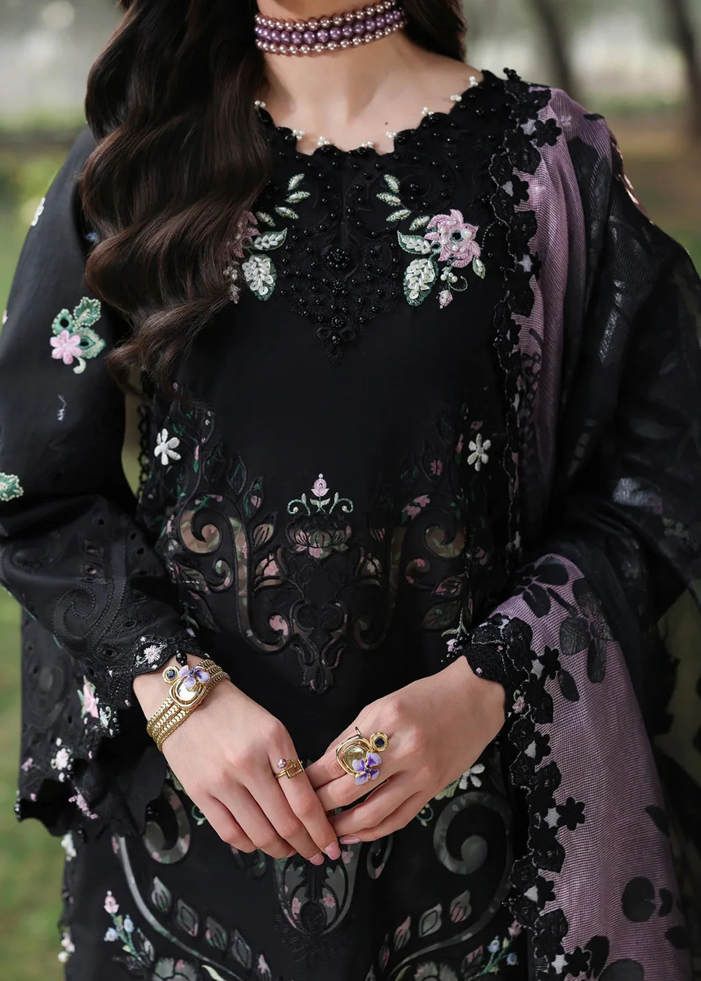 Tales of Petals Luxury Lawn '26 by Sardinia | MIDNIGHT BLOOM - Image 5