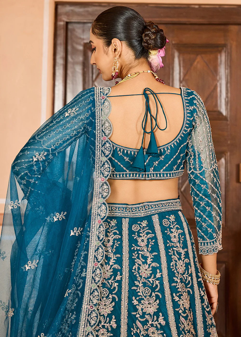 Teal Color with Heavy Embroidery Lehenga Choli - Image 8