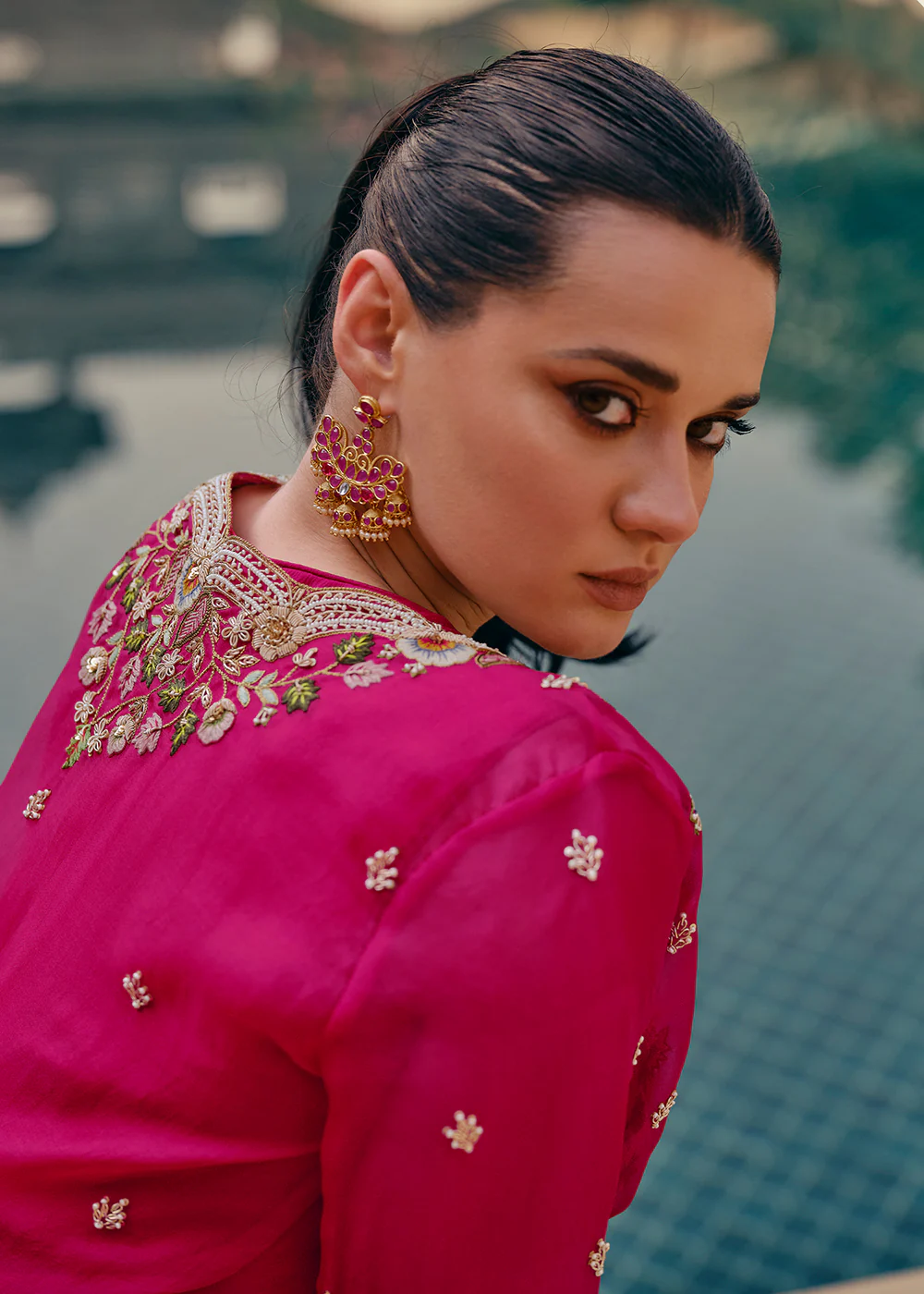 Tempting Pink Embroidered Designer Indo Western Dress - Image 5