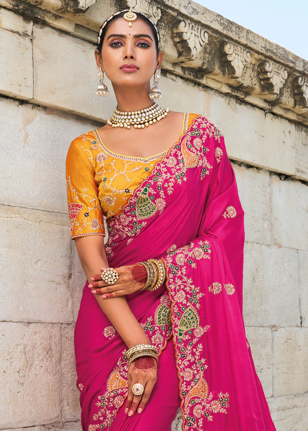 Tempting Rani Satin Gajji Designer Traditional Saree - Image 2