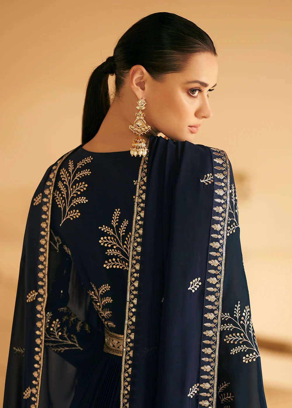 Tempting Real Georgette Black Wedding Wear Anarkali Suit - Image 3