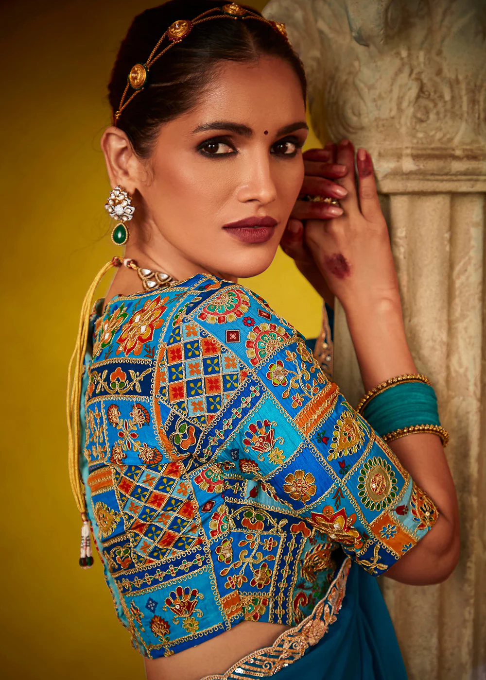 Tempting Royal Blue Fancy Silk Festive Wear Saree - Image 4