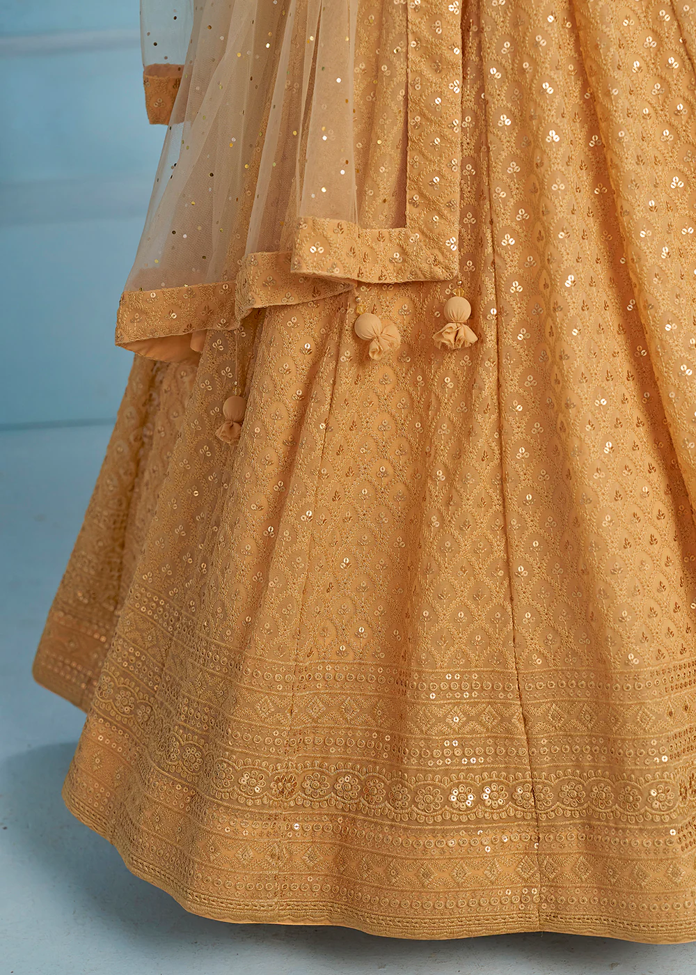 Threads & Sequins Work Beige Festive Style Lehenga Choli - Image 8