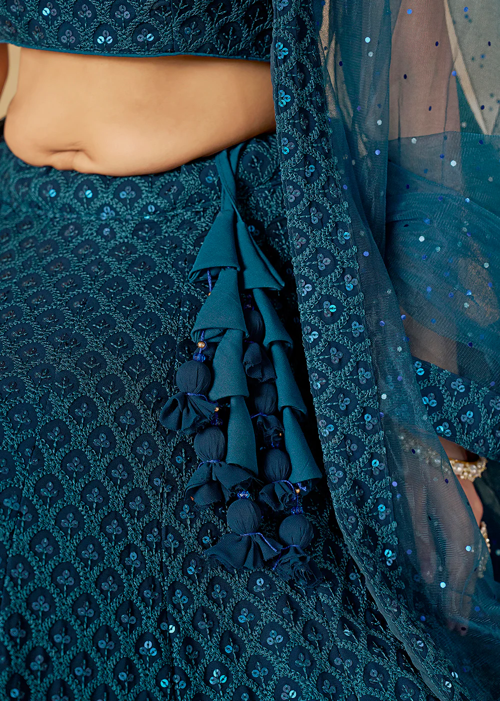 Threads & Sequins Work Blue Festive Style Lehenga Choli - Image 7