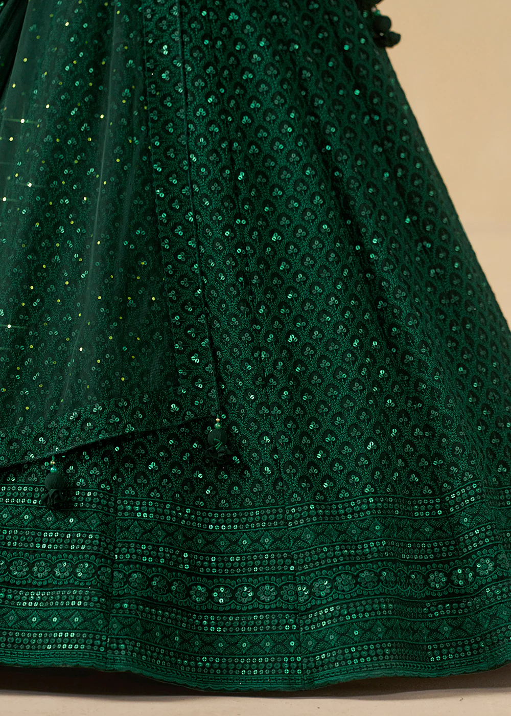 Threads & Sequins Work Green Festive Style Lehenga Choli - Image 7