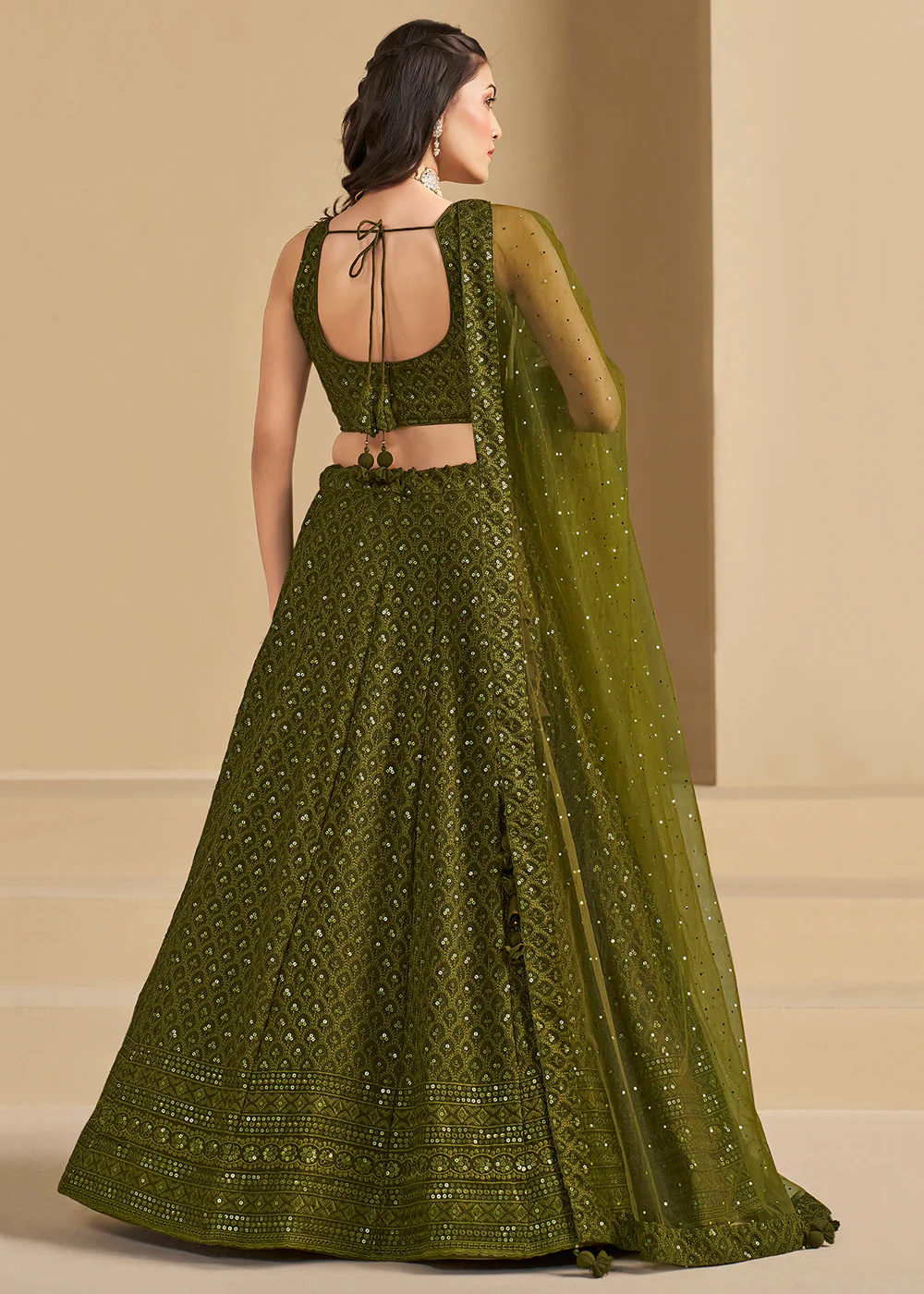 Threads & Sequins Work Mehndi Festive Style Lehenga Choli - Image 3