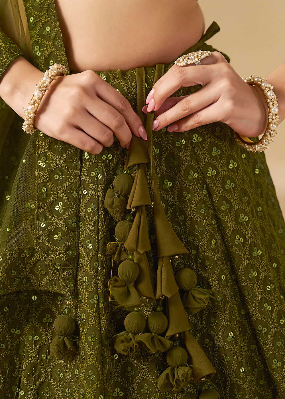 Threads & Sequins Work Mehndi Festive Style Lehenga Choli - Image 7