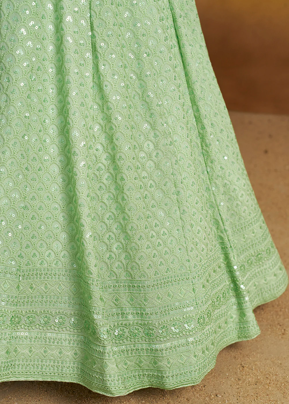 Threads & Sequins Work Mint Festive Style Lehenga Choli - Image 8