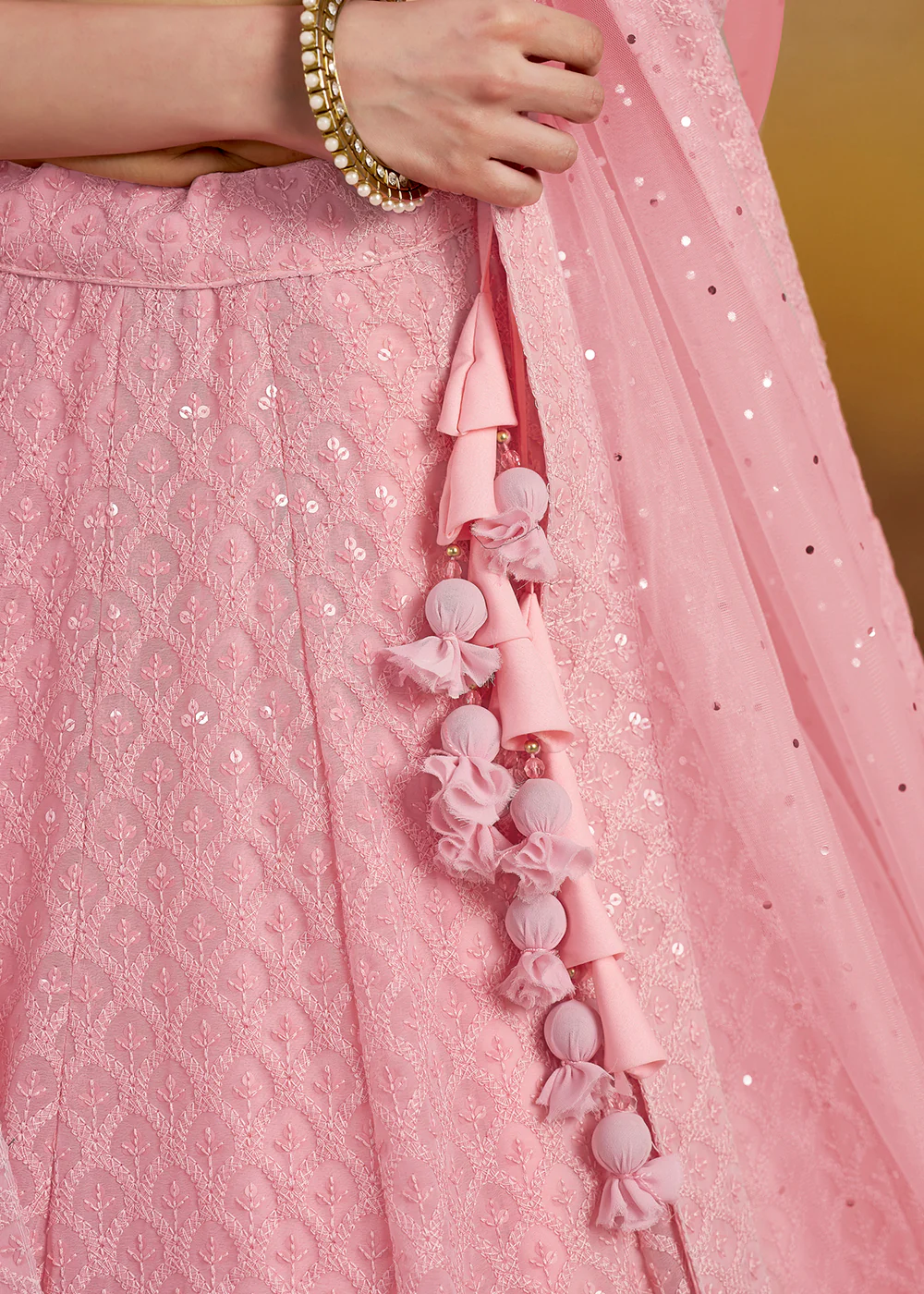 Threads & Sequins Work Pink Festive Style Lehenga Choli - Image 8