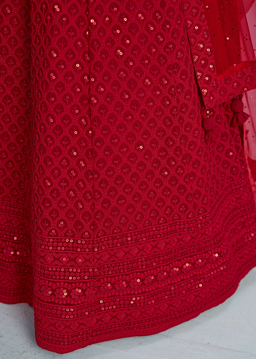Threads & Sequins Work Red Festive Style Lehenga Choli - Image 9