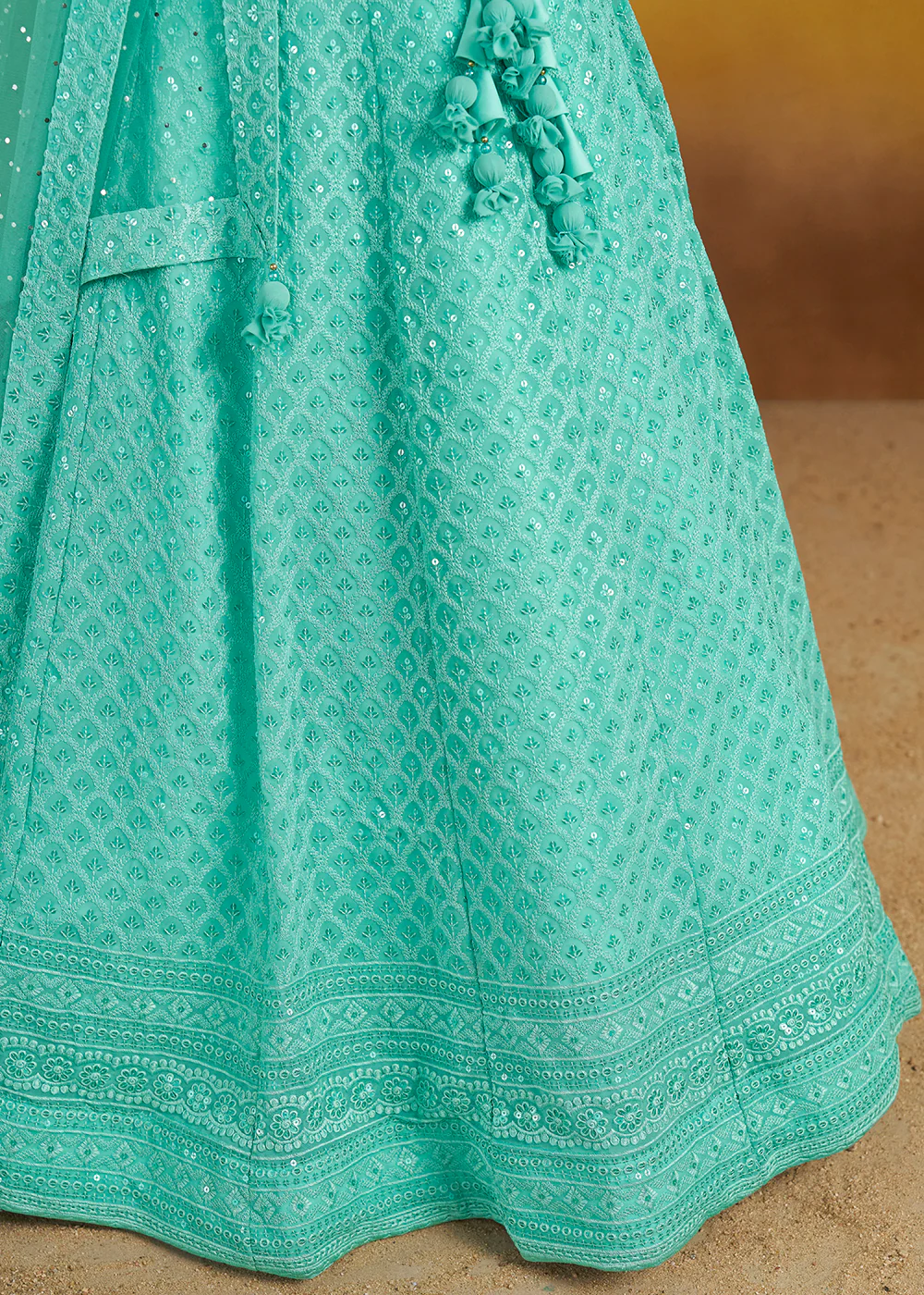 Threads & Sequins Work Sky Festive Style Lehenga Choli - Image 9
