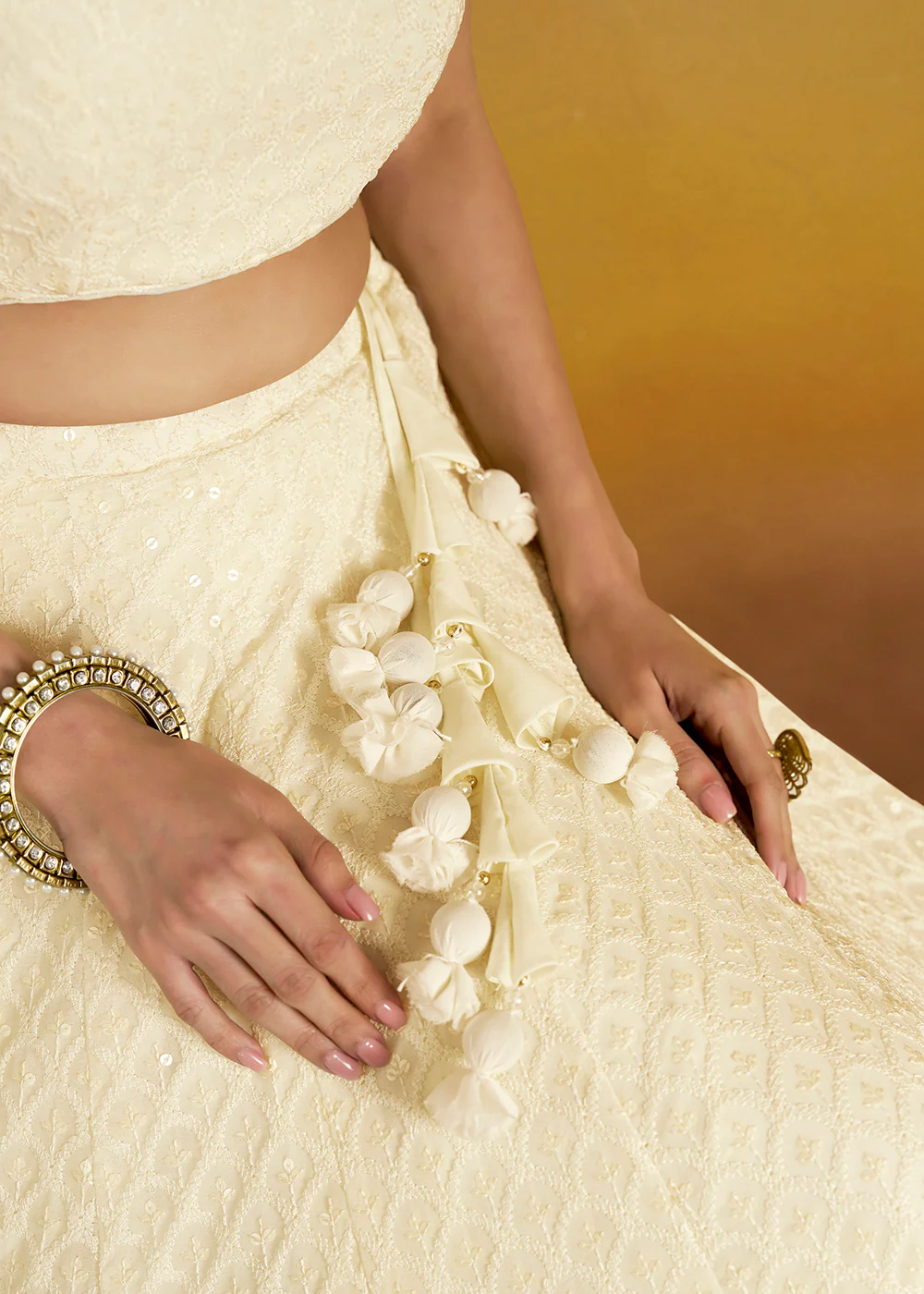 Threads & Sequins Work White Festive Style Lehenga Choli - Image 6