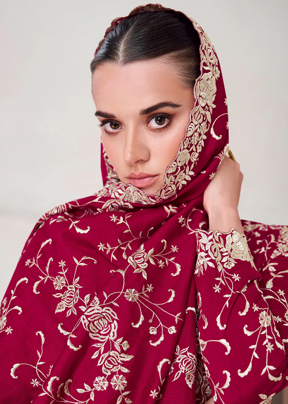 Topnotch Hot Pink Embroidered Premium Silk Anarkali Suit - Image 3
