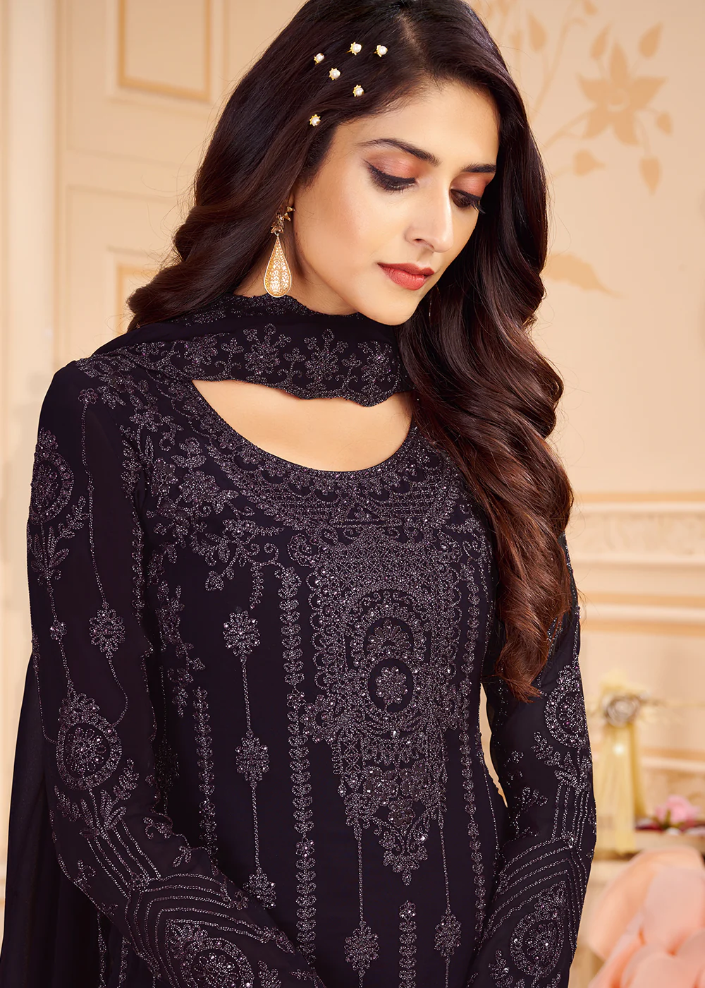 Trendy Dark Purple Georgette Eid Wear Salwar Kurta Suit - Image 2