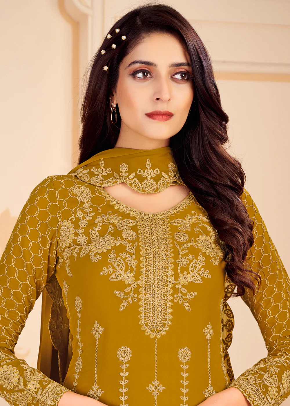 Trendy Mustard Georgette Eid Wear Salwar Kurta Suit - Image 2