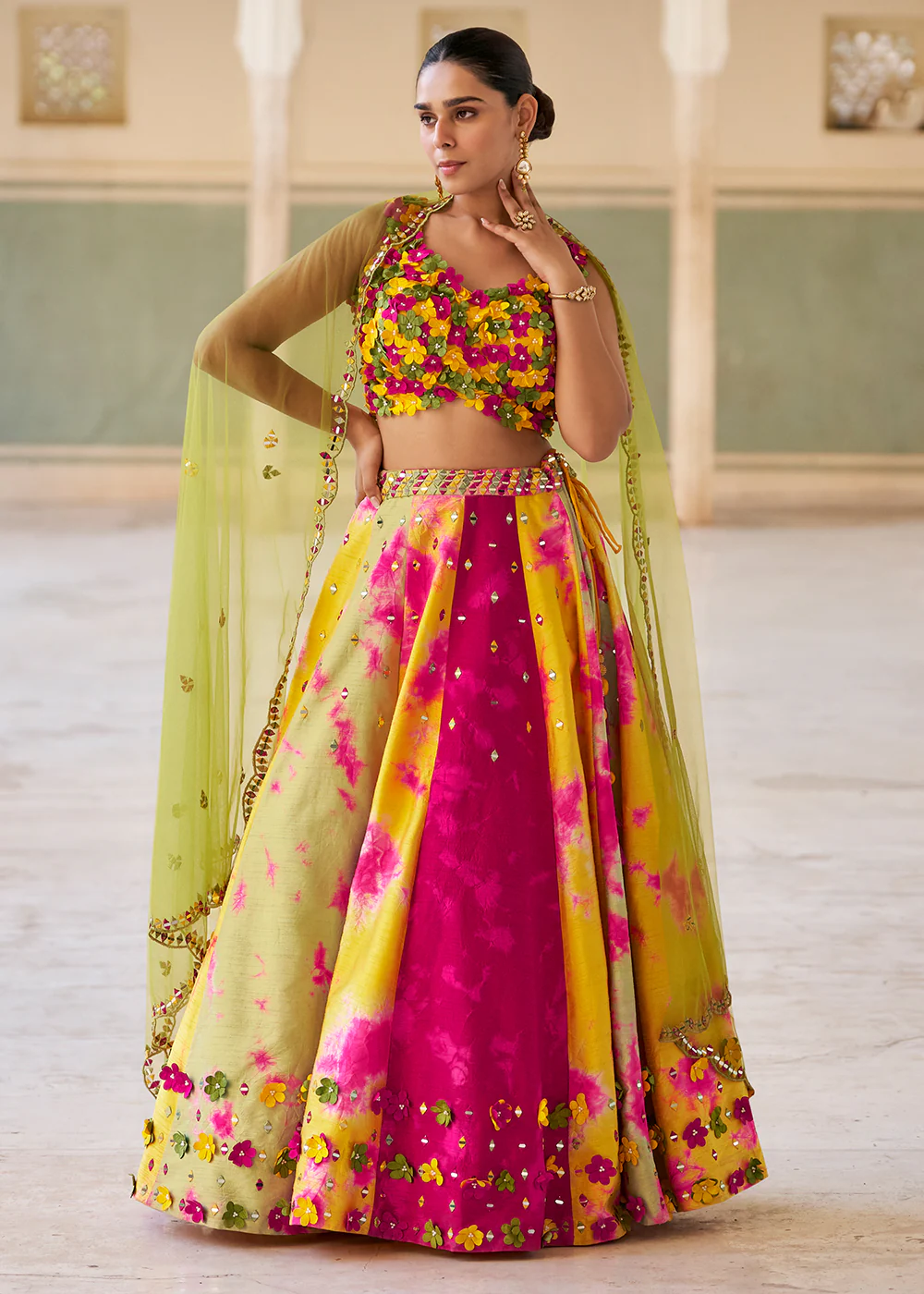 Trendy Stylist Multicolor Haldi Style Lehenga Choli