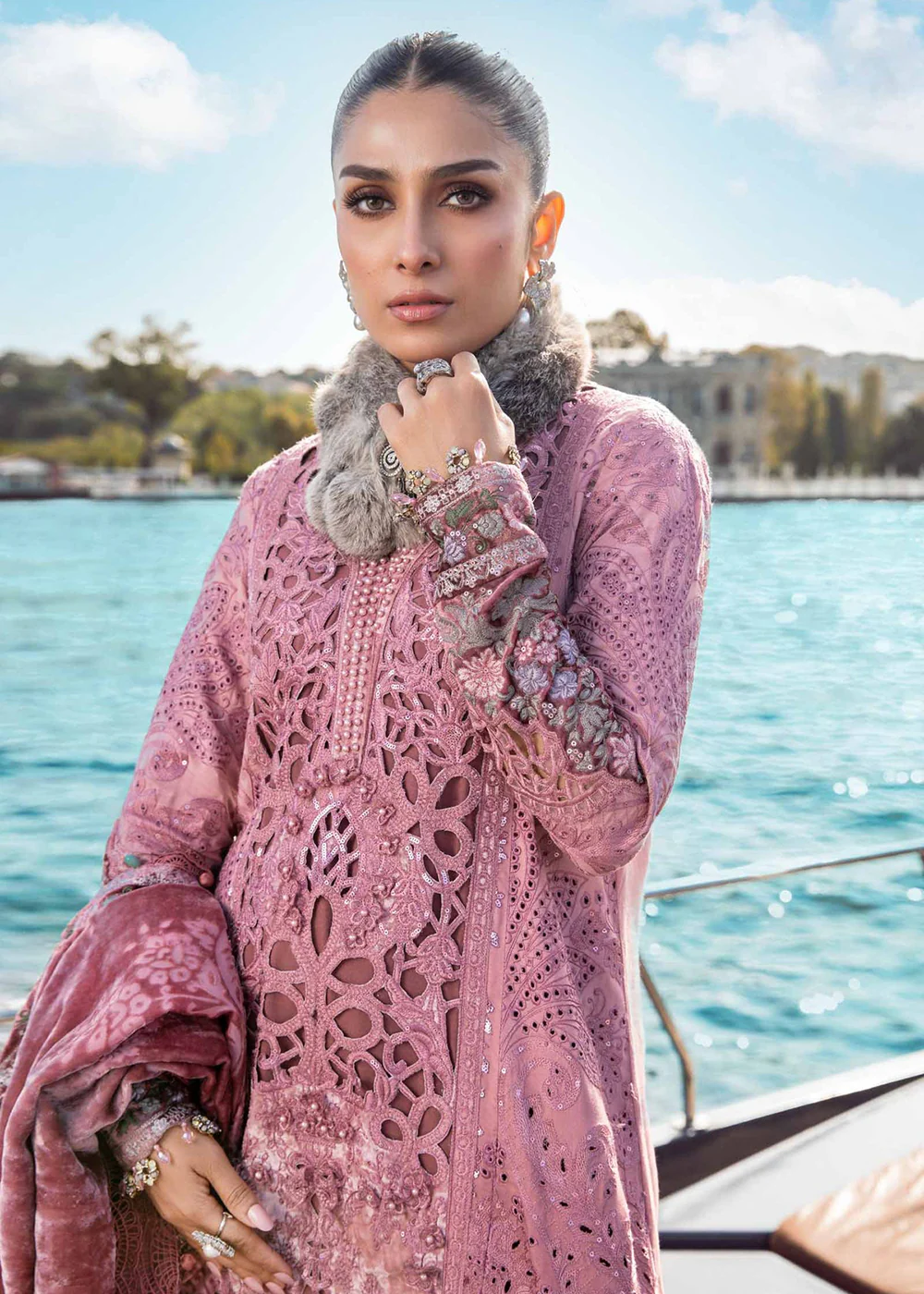 Unstitched Linen 23 by Maria B | Ash Pink DL-1106 - Image 2