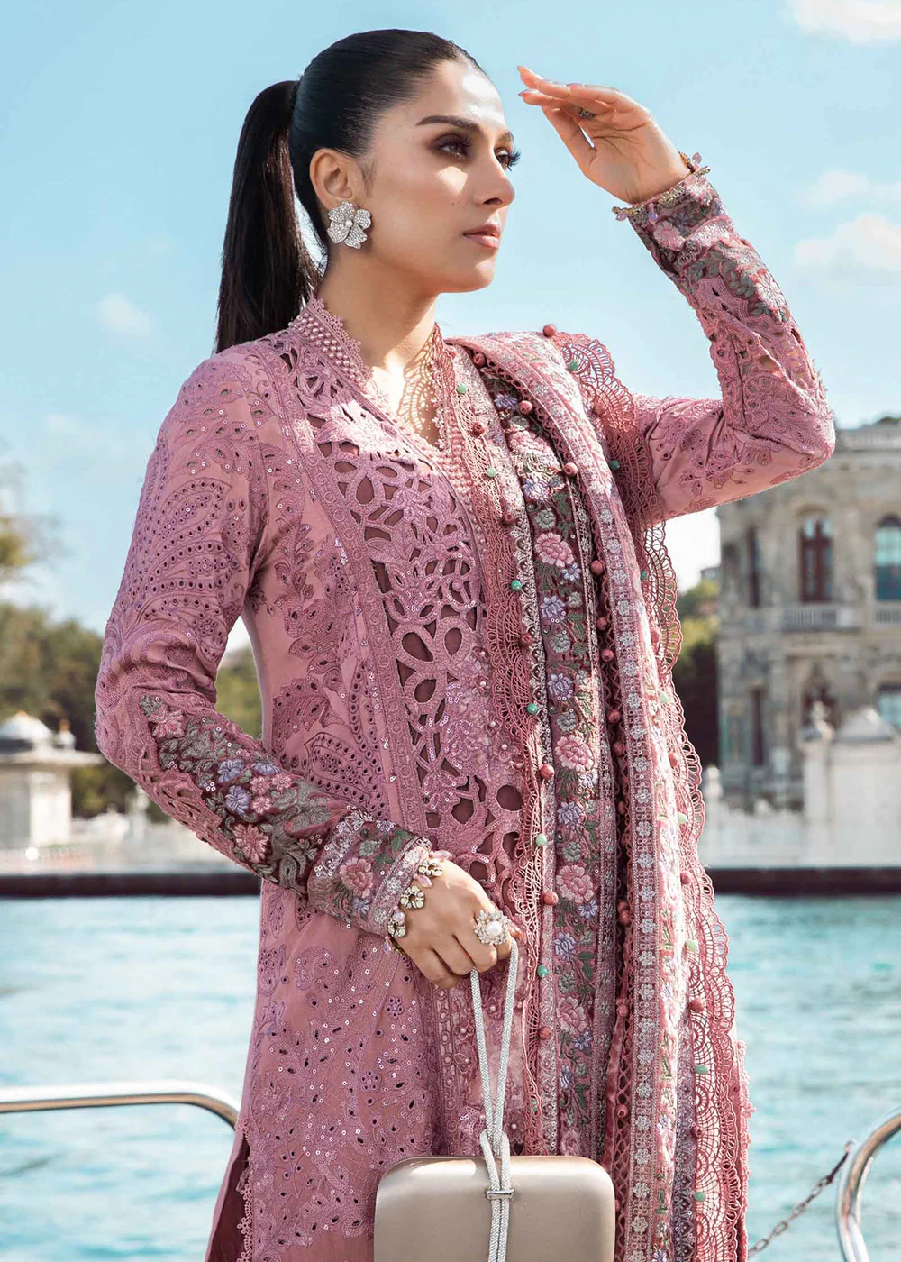 Unstitched Linen 23 by Maria B | Ash Pink DL-1106 - Image 3