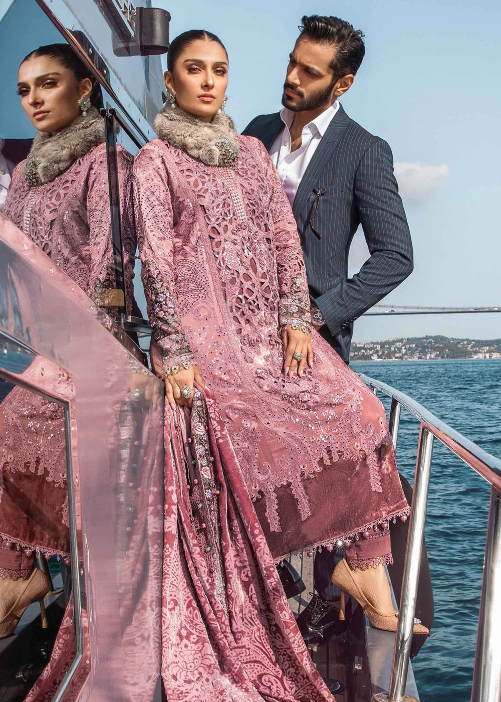 Unstitched Linen 23 by Maria B | Ash Pink DL-1106 - Image 8