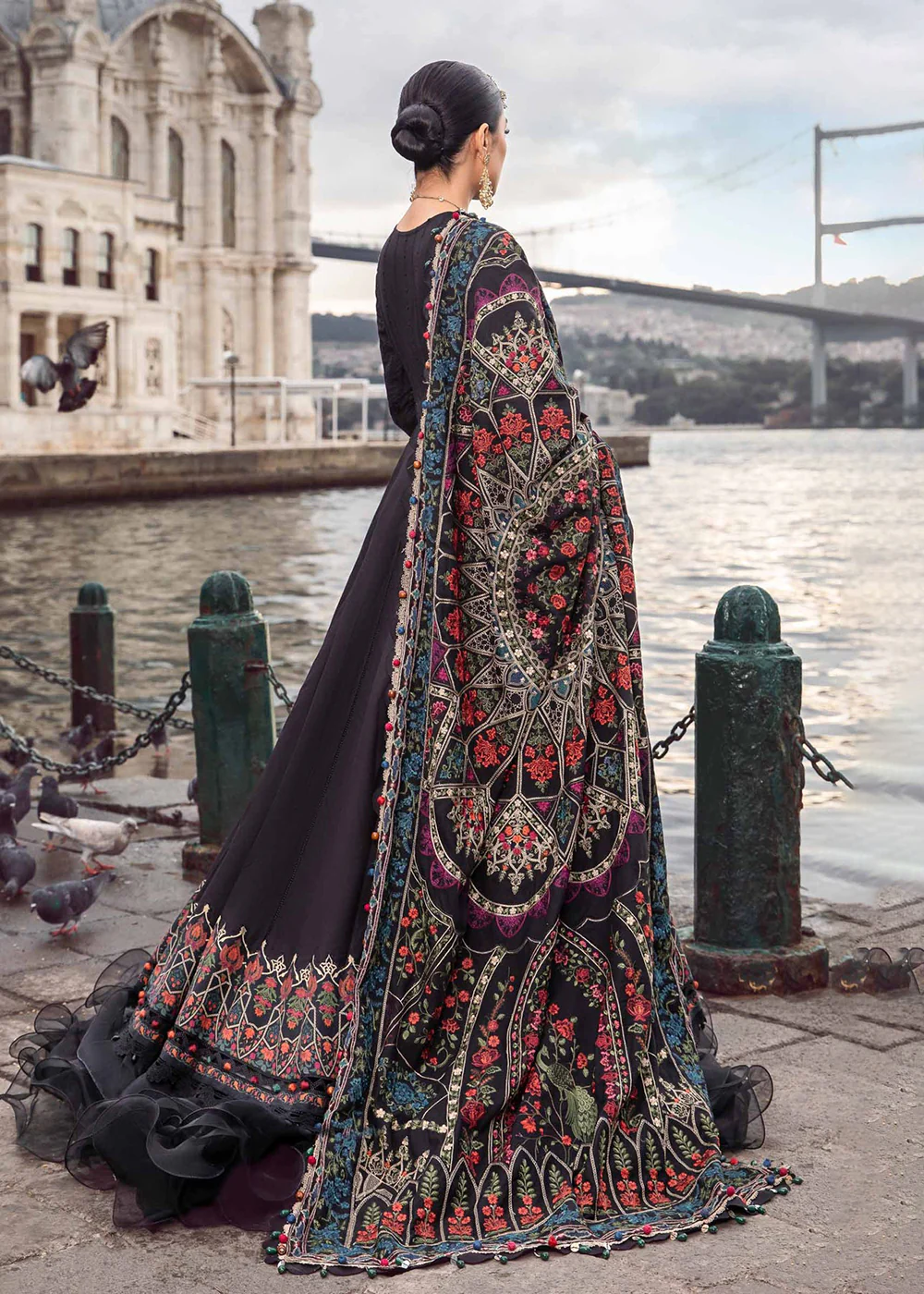 Unstitched Linen 23 by Maria B | Black DL-1101 - Image 6
