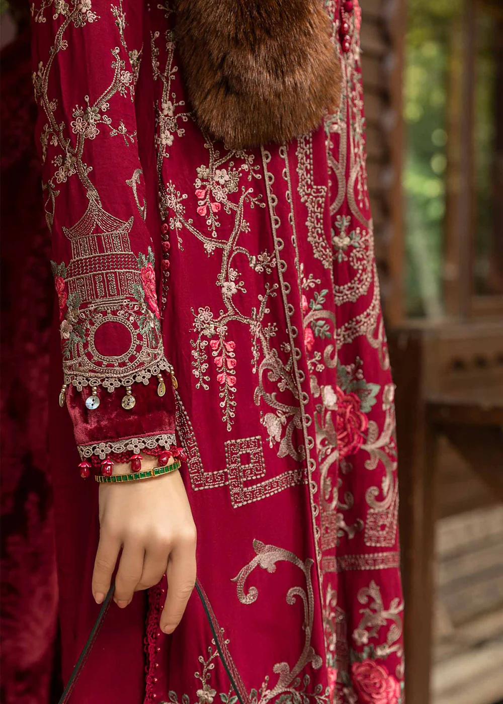 Unstitched Linen 23 by Maria B | Deep Pink DL-1112 - Image 5
