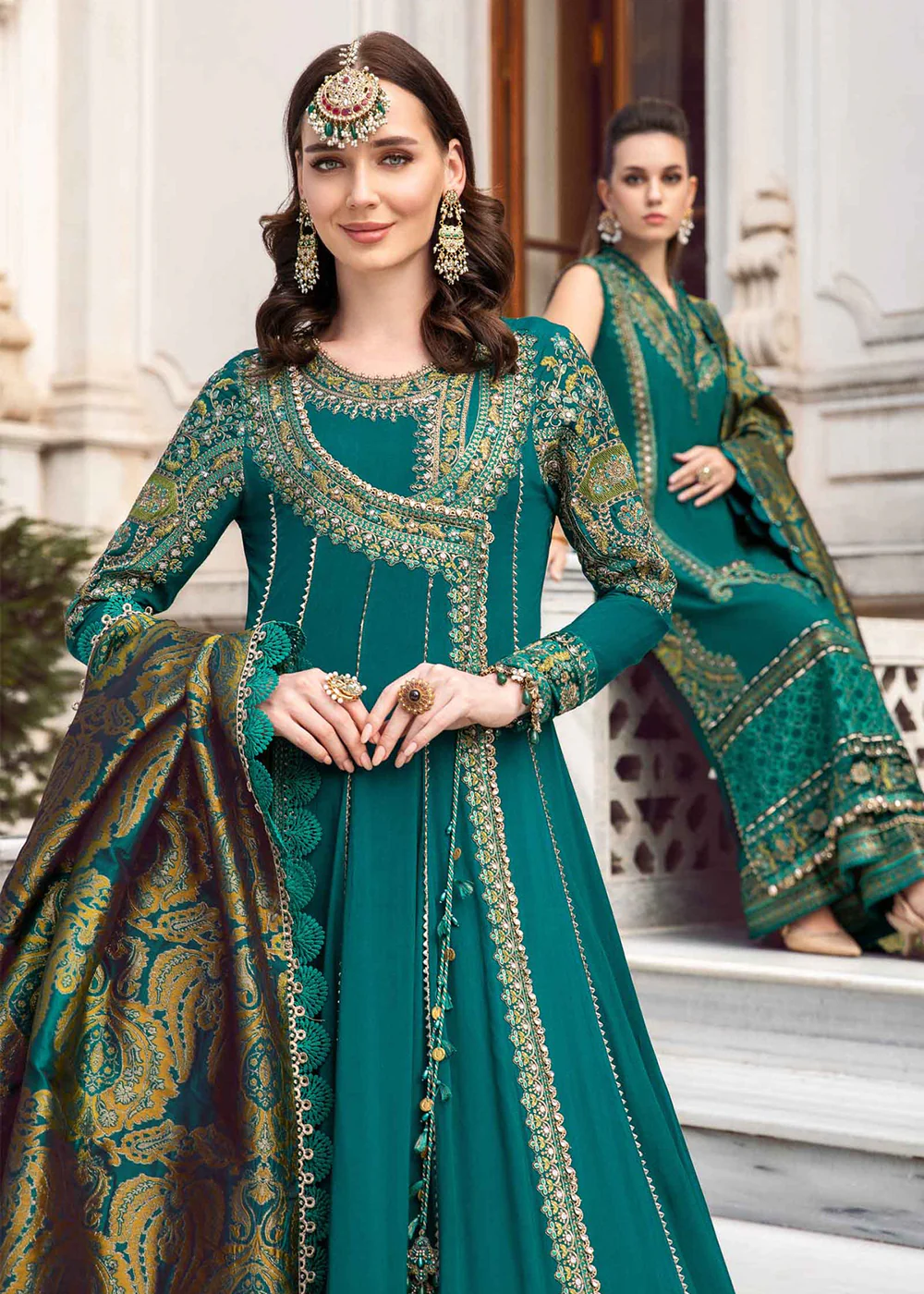 Unstitched Linen 23 by Maria B | Emerald Green DL-1107 - Image 2