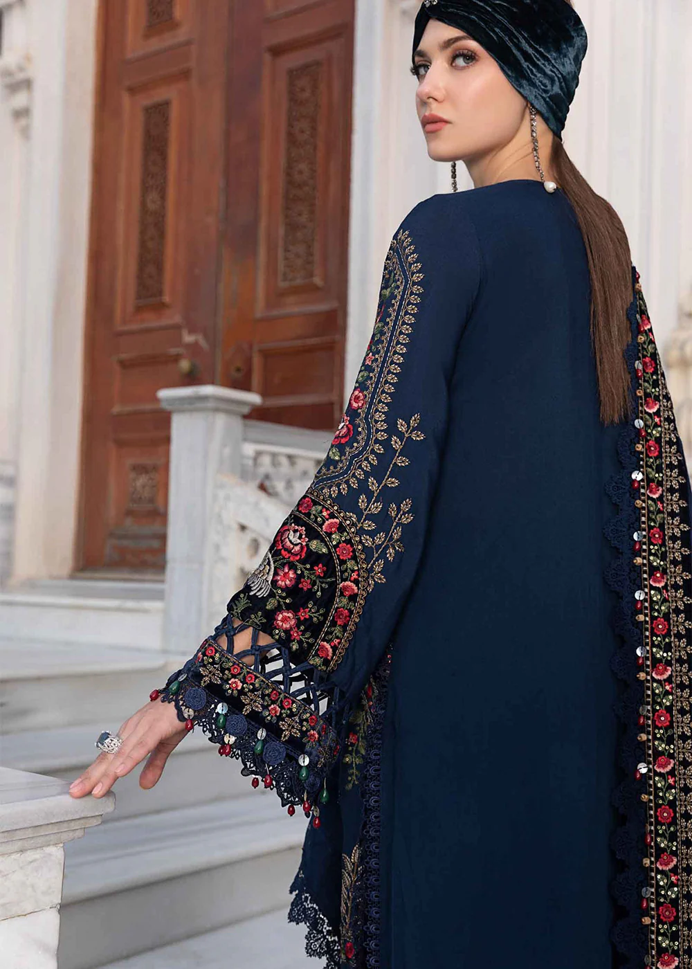 Unstitched Linen 23 by Maria B | Navy Blue DL-1109 - Image 4