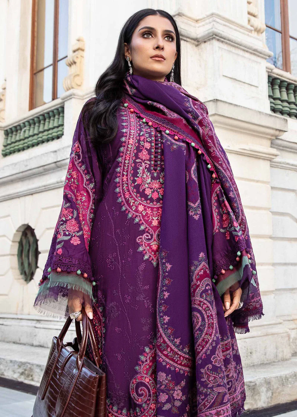 Unstitched Linen 23 by Maria B | Purple DL-1108 - Image 3