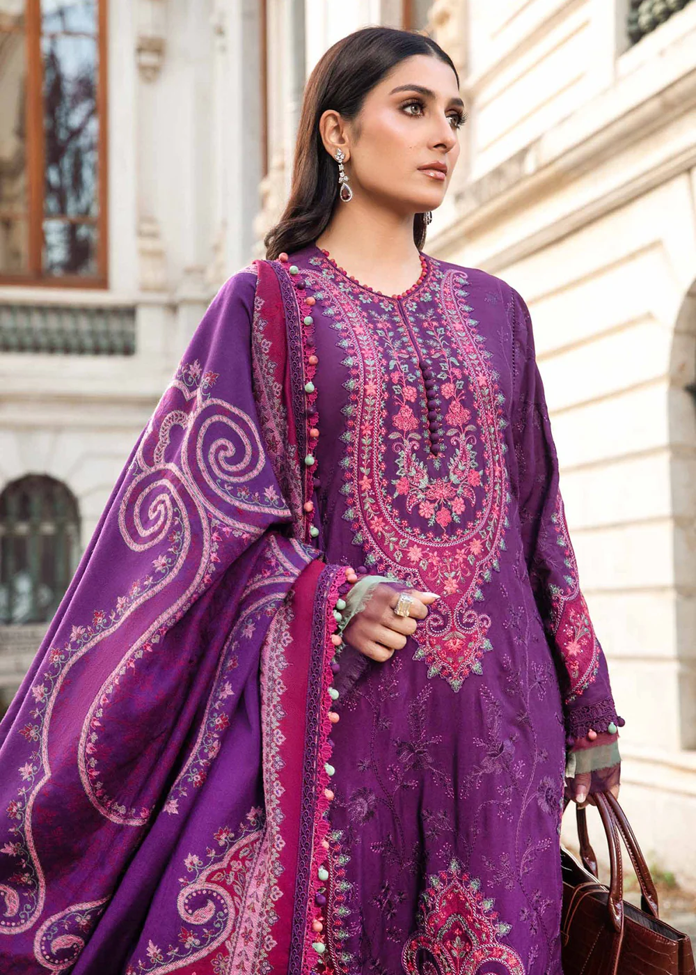 Unstitched Linen 23 by Maria B | Purple DL-1108 - Image 5