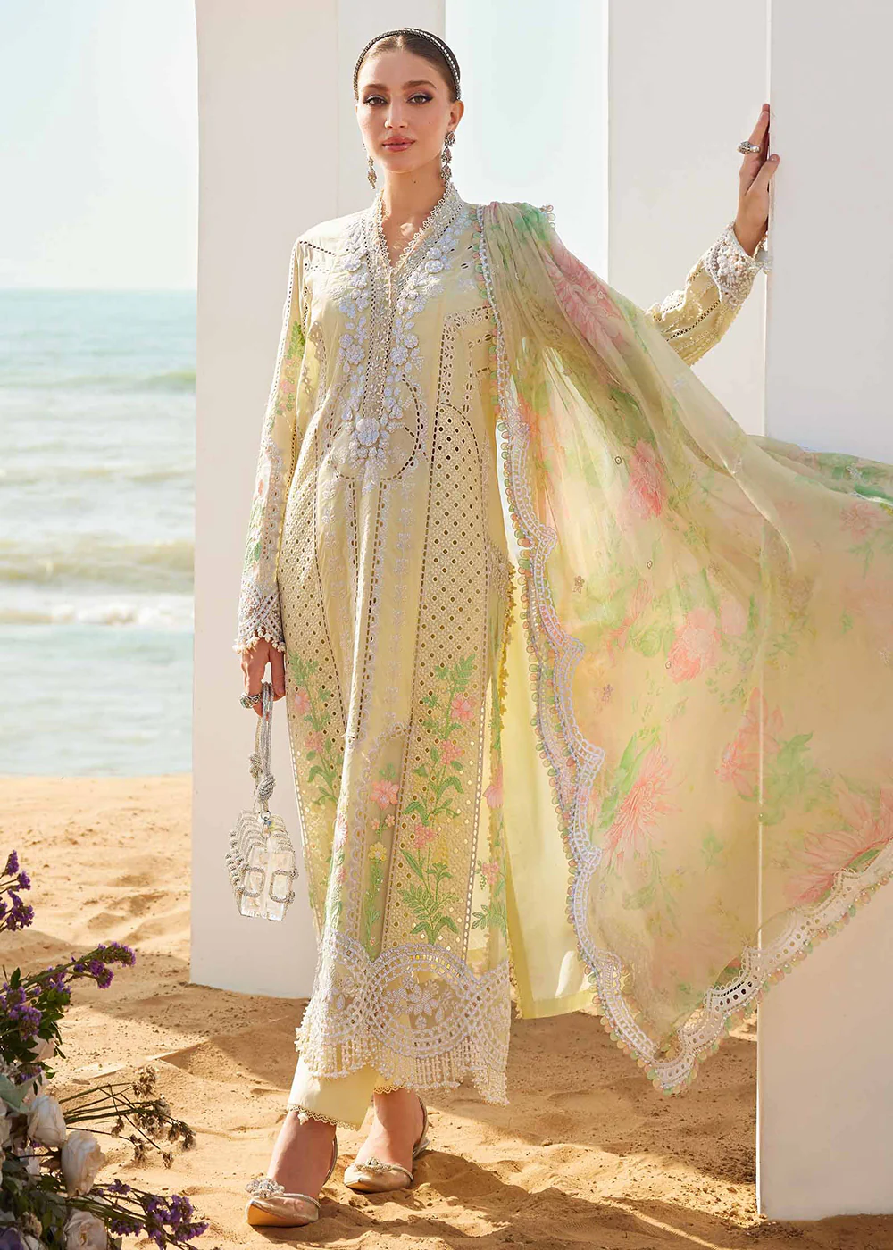 Unstitched Luxury Lawn '25 by Maria B | EL-25-04 - Image 3