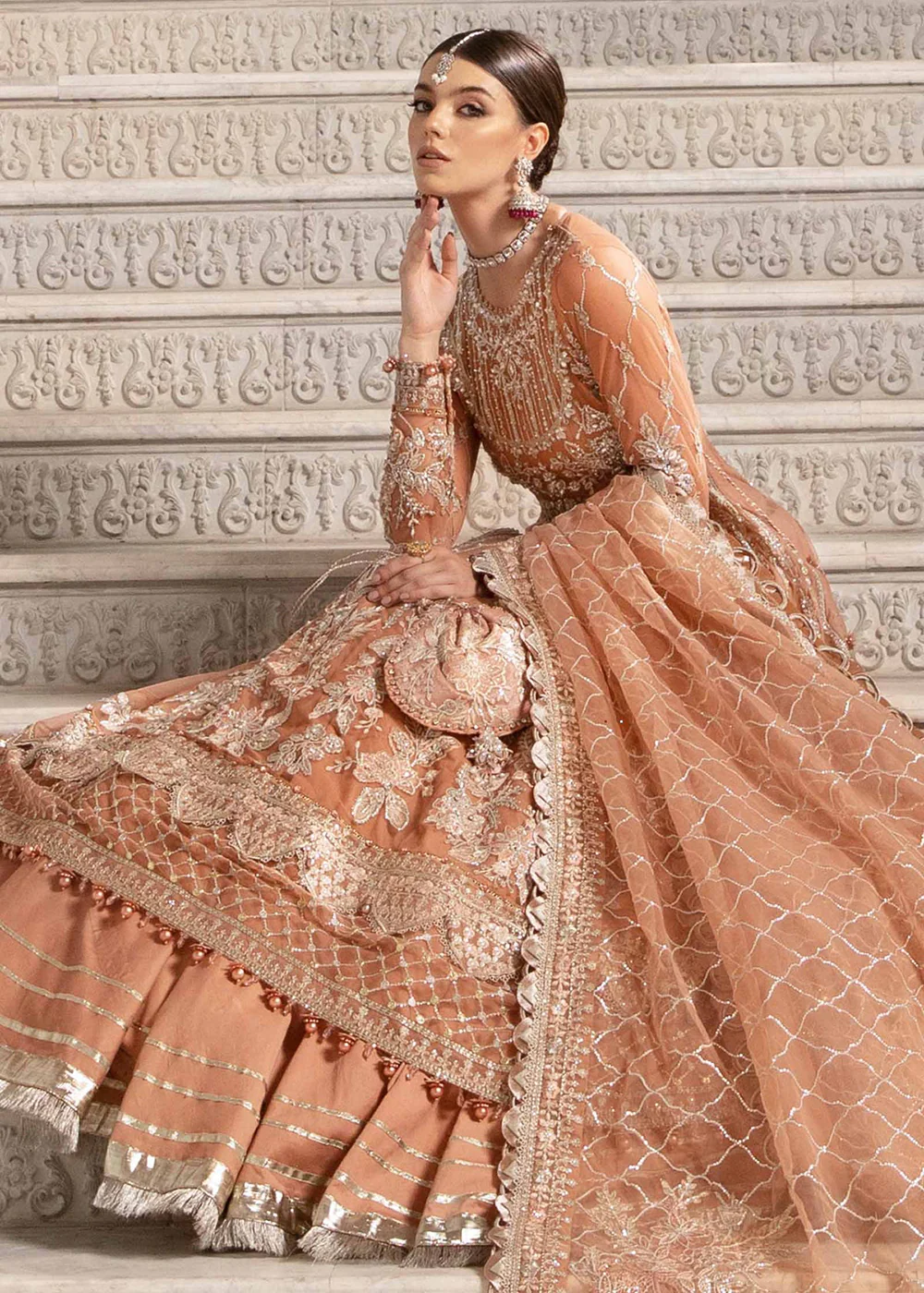 Unstitched Mbroidered Wedding Formals 2024 by Maria B | BD-2804 - Image 4