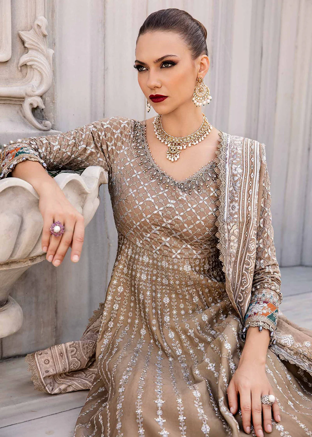 Unstitched Sateen Formals '24 by Maria B | CST-810 - Image 2