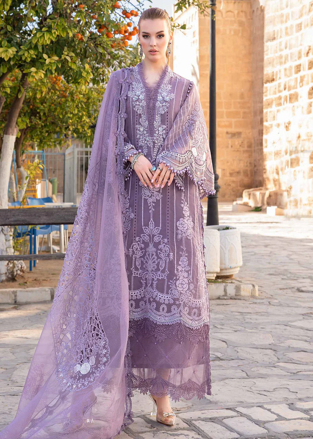 Unstitched Voyage a' Luxe Lawn '24 by Maria B | D-2401-A - Image 6