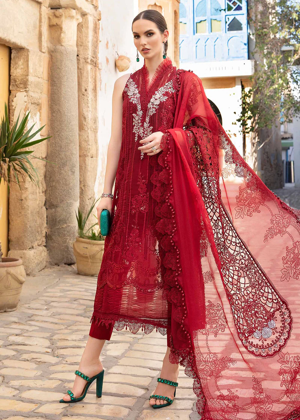 Unstitched Voyage a' Luxe Lawn '24 by Maria B | D-2401-B - Image 3
