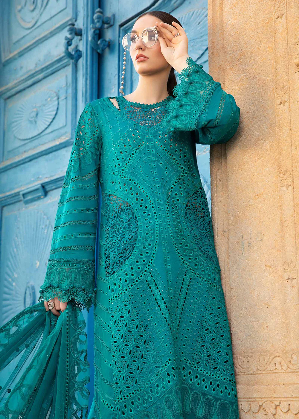 Unstitched Voyage a' Luxe Lawn '24 by Maria B | D-2402-A - Image 3