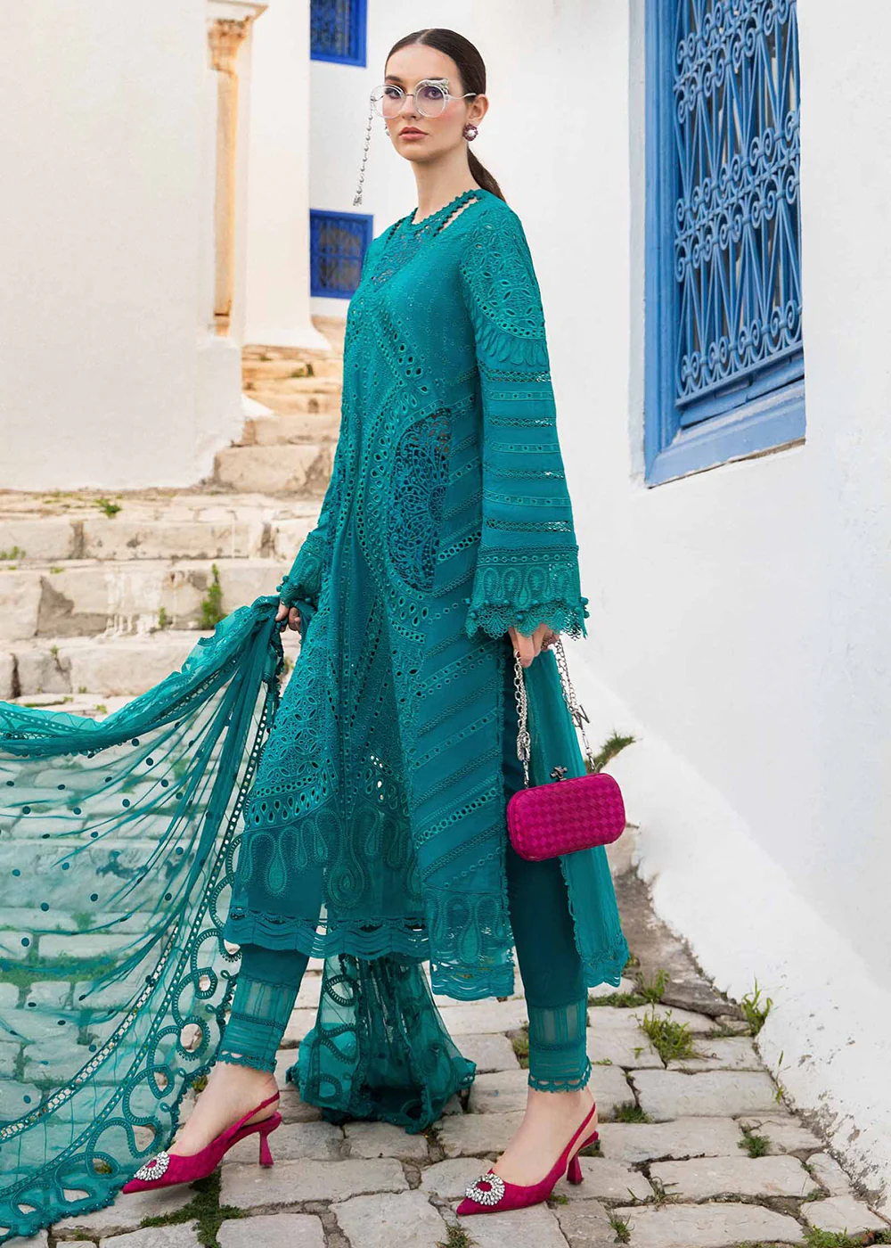 Unstitched Voyage a' Luxe Lawn '24 by Maria B | D-2402-A - Image 6