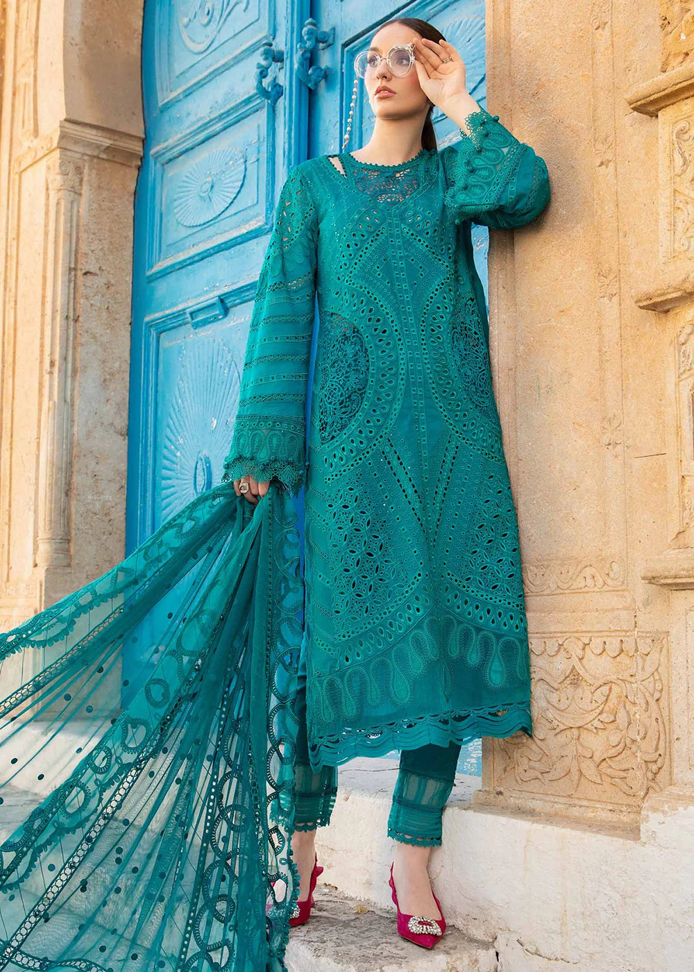 Unstitched Voyage a' Luxe Lawn '24 by Maria B | D-2402-A - Image 7
