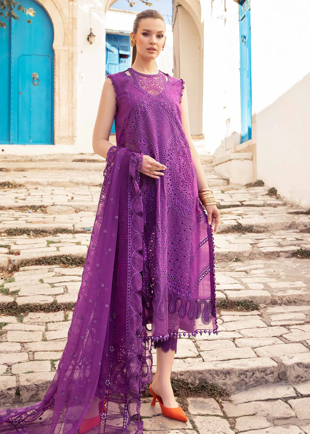Unstitched Voyage a' Luxe Lawn '24 by Maria B | D-2402-B - Image 5