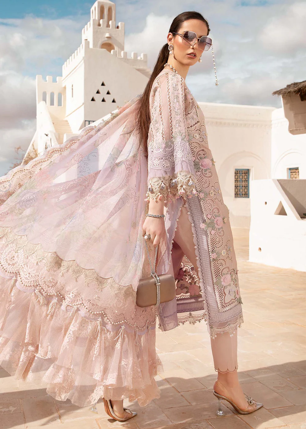 Unstitched Voyage a' Luxe Lawn '24 by Maria B | D-2406-A - Image 3
