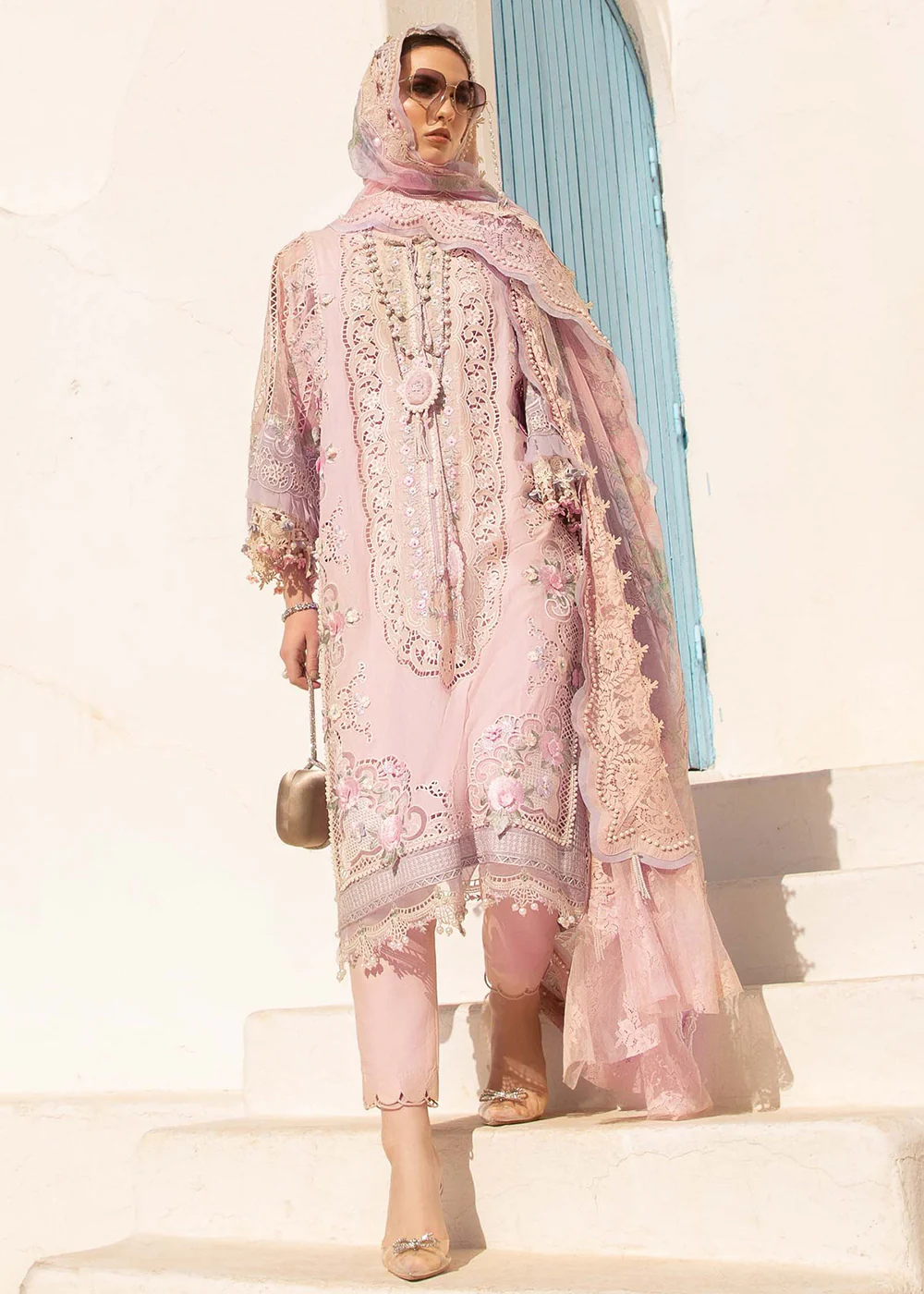 Unstitched Voyage a' Luxe Lawn '24 by Maria B | D-2406-A - Image 4