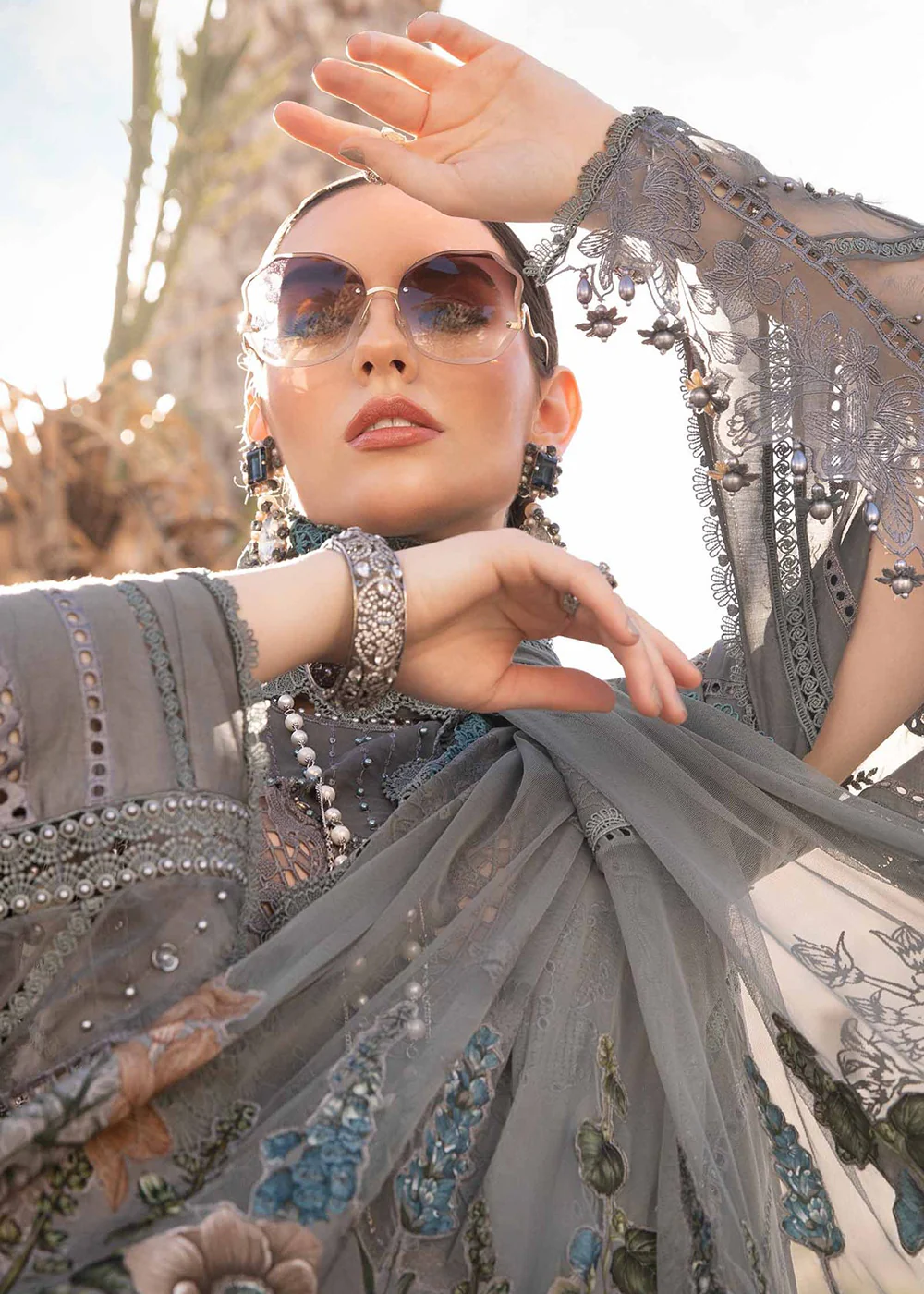Unstitched Voyage a' Luxe Lawn '24 by Maria B | D-2407-B - Image 4