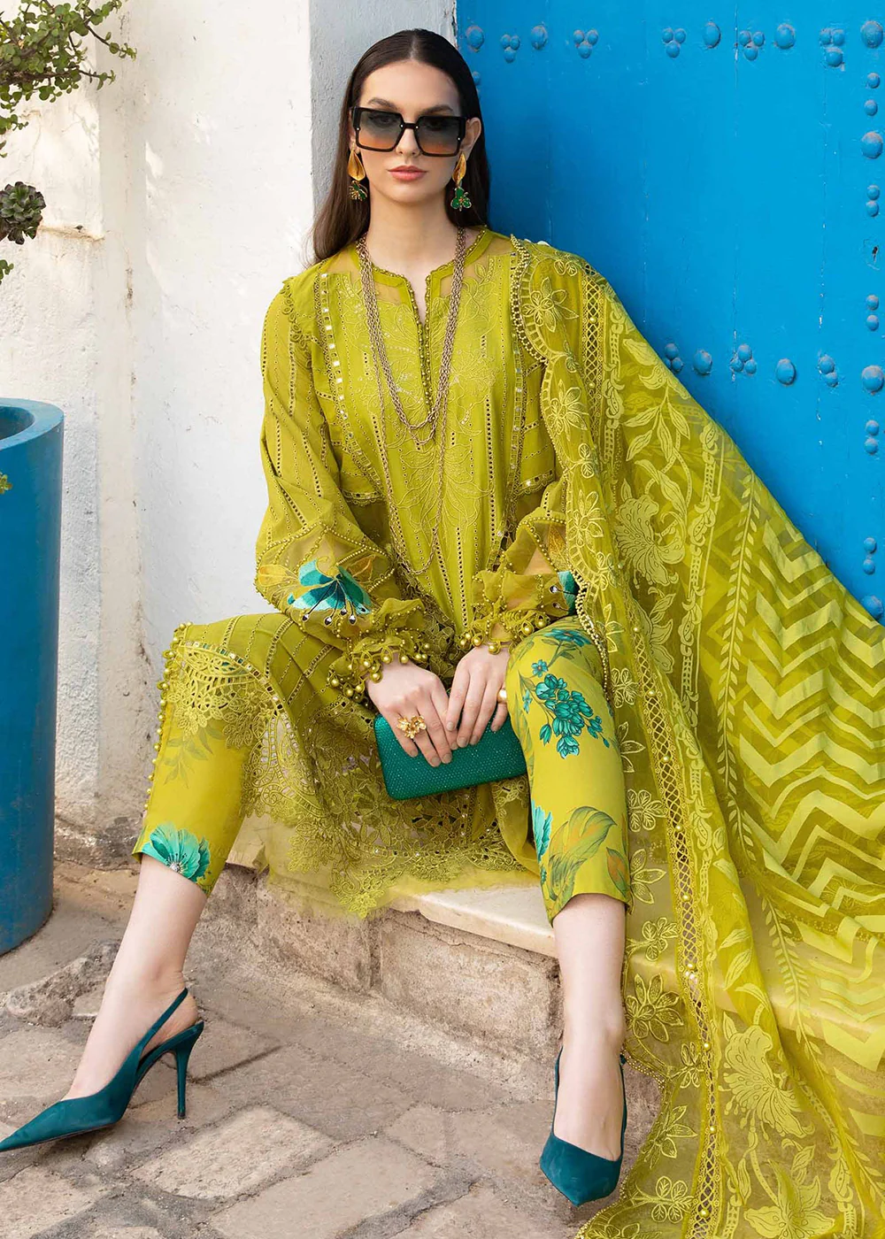 Unstitched Voyage a' Luxe Lawn '24 by Maria B | D-2408-A - Image 4