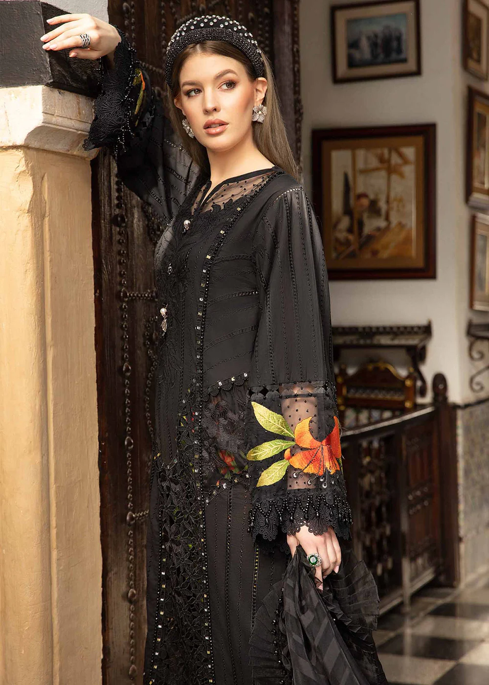 Unstitched Voyage a' Luxe Lawn '24 by Maria B | D-2408-B - Image 3