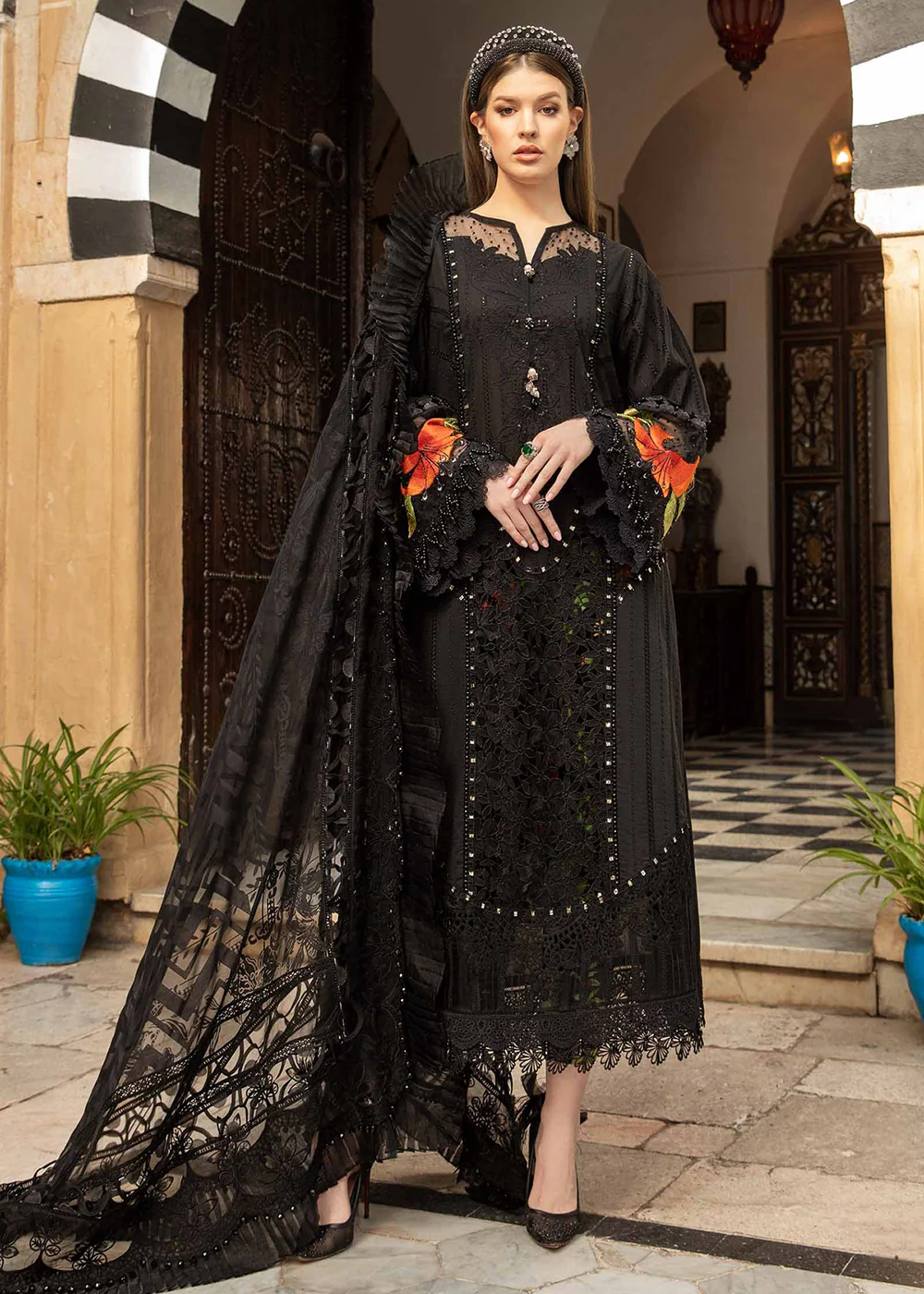 Unstitched Voyage a' Luxe Lawn '24 by Maria B | D-2408-B - Image 5