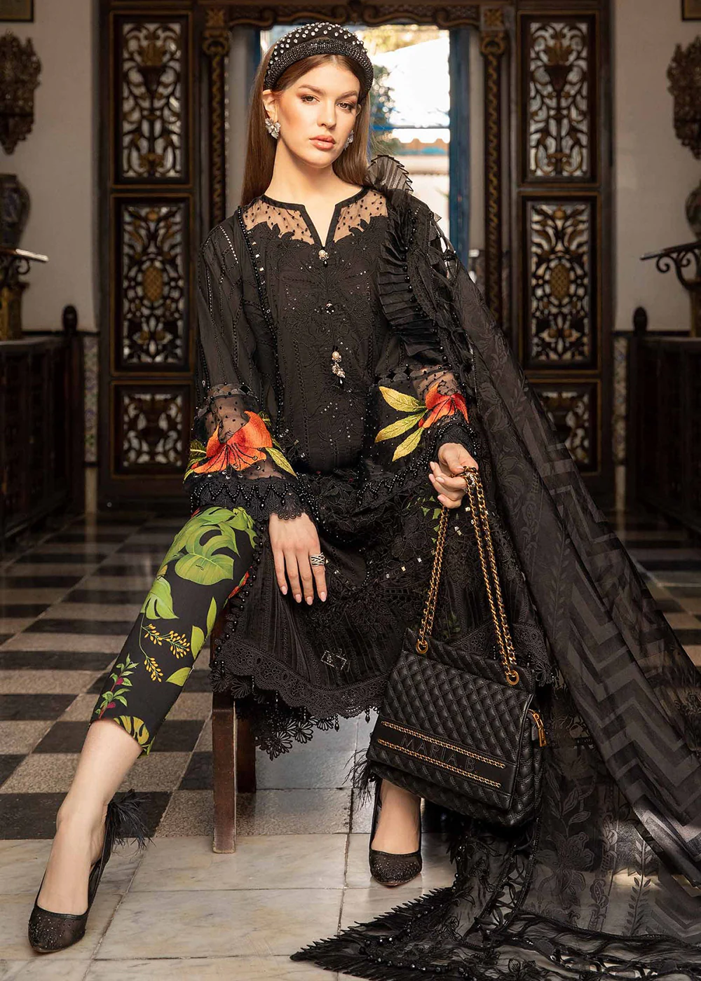Unstitched Voyage a' Luxe Lawn '24 by Maria B | D-2408-B - Image 6