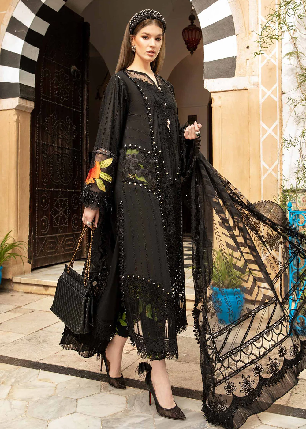 Unstitched Voyage a' Luxe Lawn '24 by Maria B | D-2408-B - Image 7