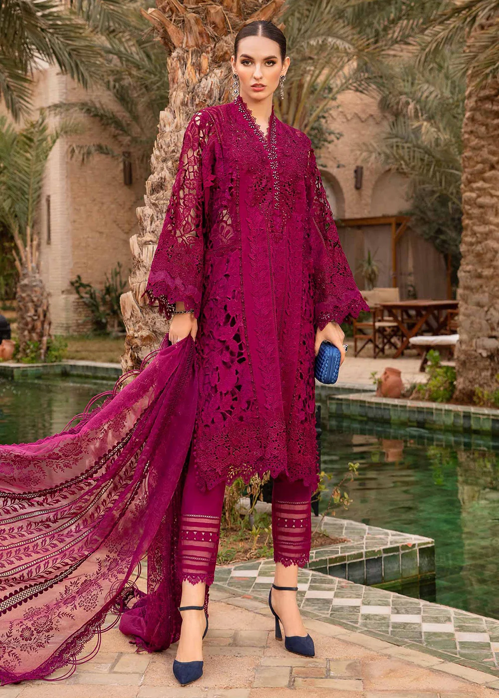 Unstitched Voyage a' Luxe Lawn '24 by Maria B | D-2409-B