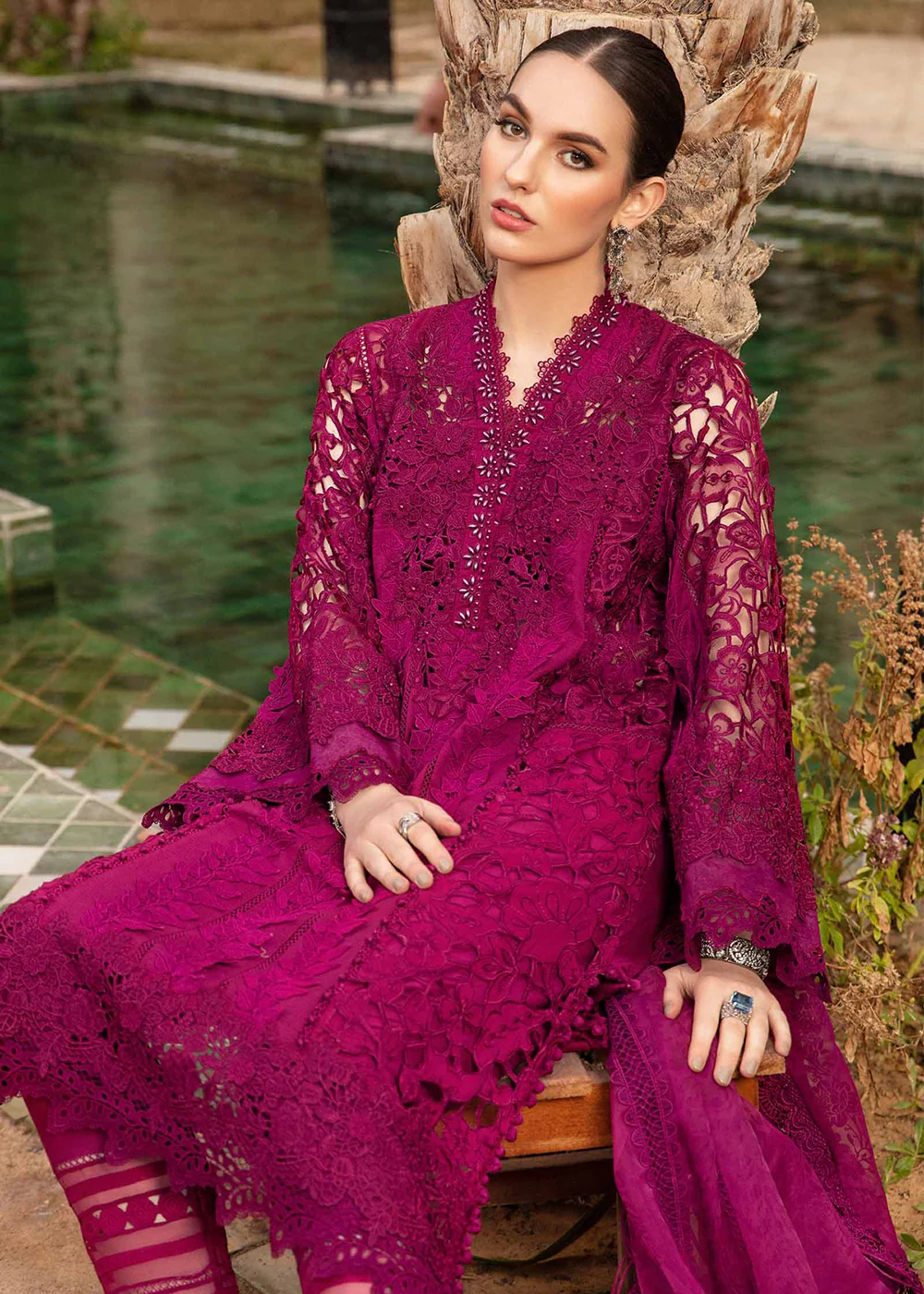 Unstitched Voyage a' Luxe Lawn '24 by Maria B | D-2409-B - Image 4